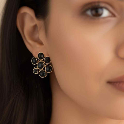 Black Crystal Set of Necklace and Earring (Pack of 1)