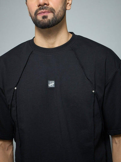 Black Faux Flat Look Cut & Sew T-shirt