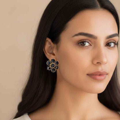 Black Crystal Set of Necklace and Earring (Pack of 1)